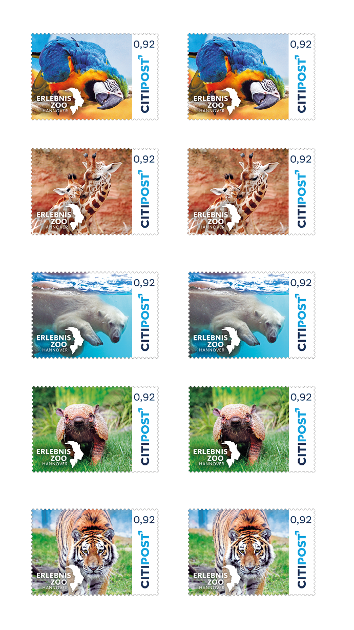 10er-Markenheft Standardbrief / Postkarte „Zoo Hannover“ 0,92 €