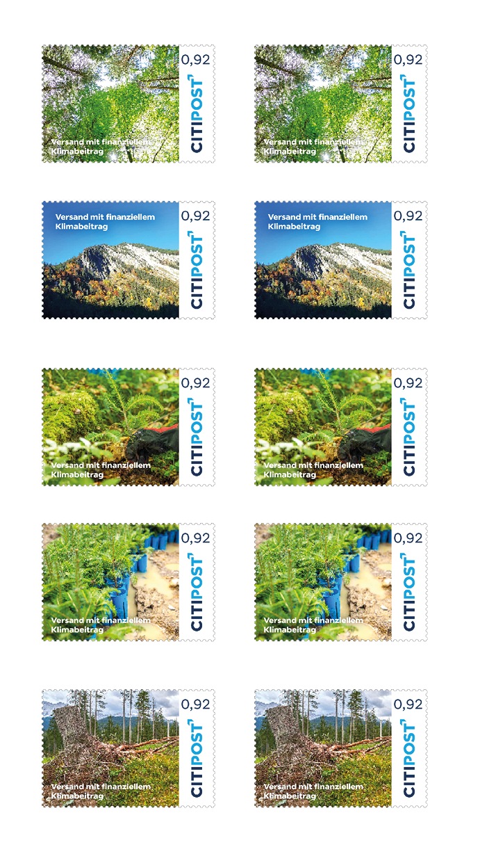 10er-Markenheft Standardbrief / Postkarte „Klimabeitrag“