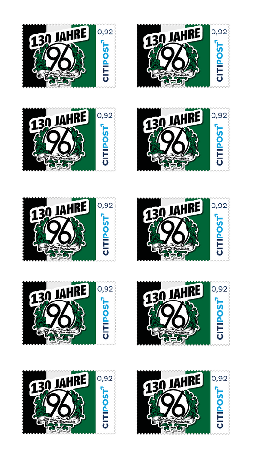 10er-Markenheft Standardbrief / Postkarte „130 Jahre Hannover 96“ 0,92 €